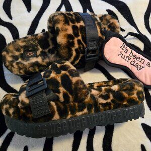 UGG Fluffita Panther/Animal/Leopard/Cheetah Platform Slipper/Sandal/Slide NWOB
